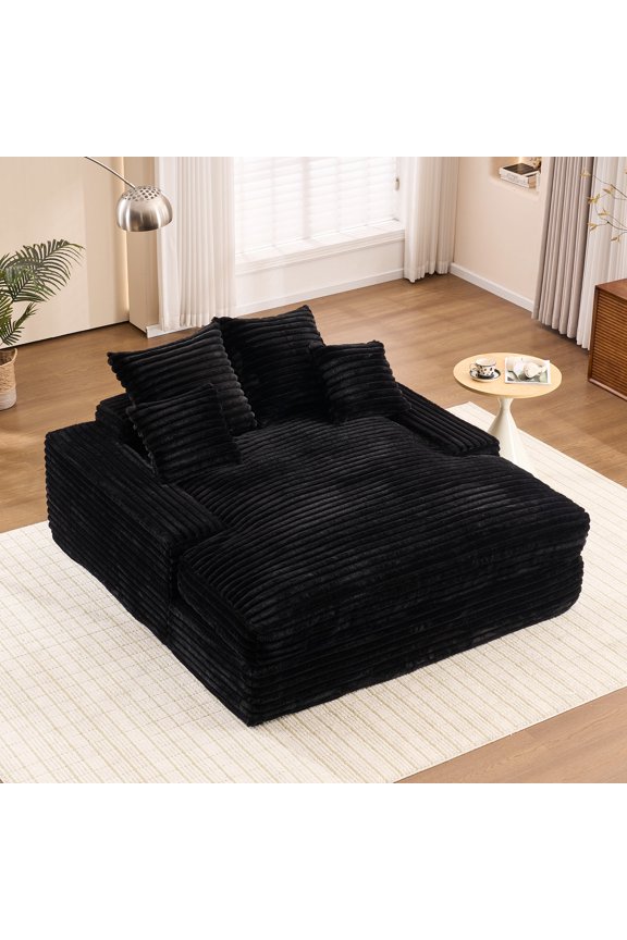 Oversized Chaise Lounge Sofa Bed for Small Apartments: Fits 3 People - Zero Assembly - Queen Sleeper with 4 Washable Pillows