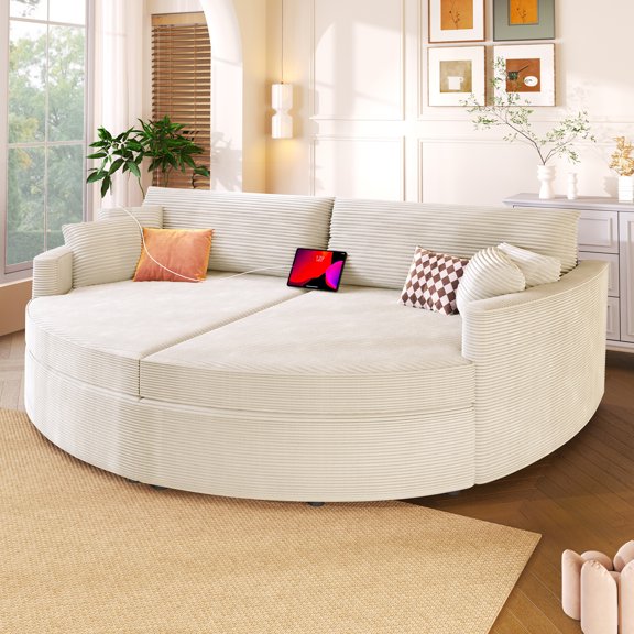 LifeSky Oversized Double Chaise Lounge Sofa with 83" Seat Width and 50" Deep Seat for Couples to Relax: 2 People Lie Flat Comfortably - Weekend Movie Nights - Pocket Springs Support & USB Ports