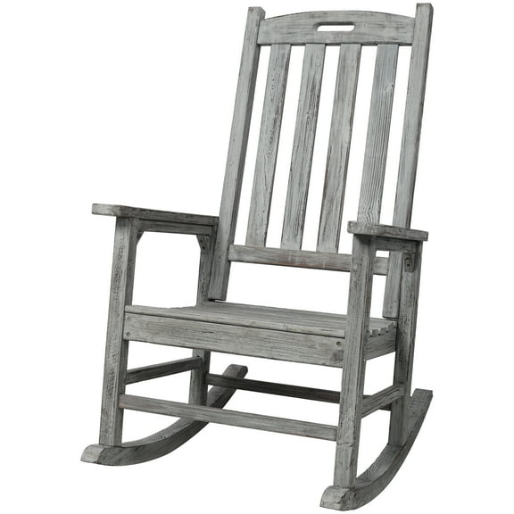 LifeSky Oversized Rocking Chair: High Back Wide Seat Fir Wood Rocker - Smooth Motion Comfort for Home Office & Relaxation Spaces - Tall Backrest Support 330lbs Capacity Light Gray Finish