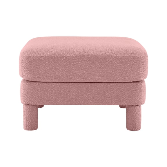 LifeSky Pink Boucle Ottoman for Pink Sofa Matching: 300lbs Capacity Square Footstool - 31.5 Inch Large Seat - No Assembly Needed - Modern Living Room Accent