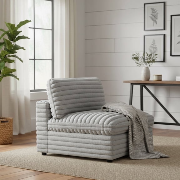 LifeSky Plush Armless Slipper Chair for Small Apartment Reading Corner: 2-Hour Comfort Without Sore Hips - Weekend Movie Marathon & Cozy Reading - Down Feather Cushion with Removable Cover