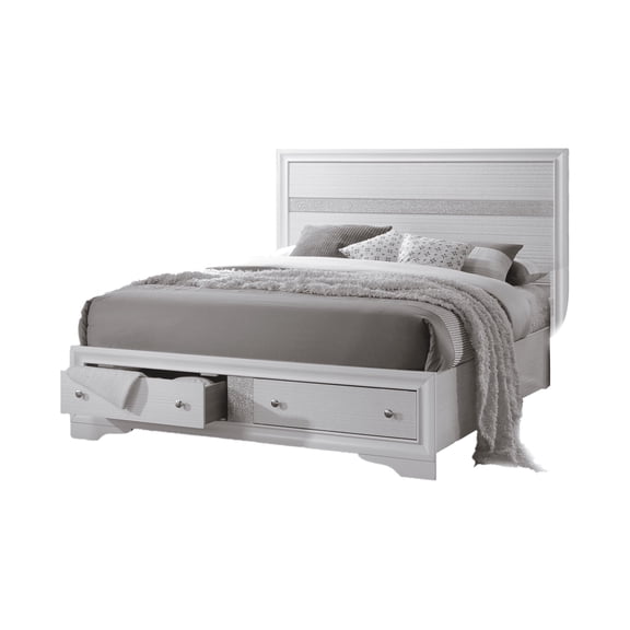 LifeSky Queen Bed with Two Storage Drawers for Small Master Bedroom: Saves 26 Inches of Aisle Space - Morning Rush No More Side-Stepping - No Box Spring Needed Traditional White Wood Frame