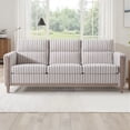 thumbnail image 1 of LifeSky Solid Wood 3-Seater Sofa for Living Room: 220lb Per Seat Support - 20-Minute Assembly for Young Families - Removable Zippered Cushion Covers Blue White Stripes, 1 of 10