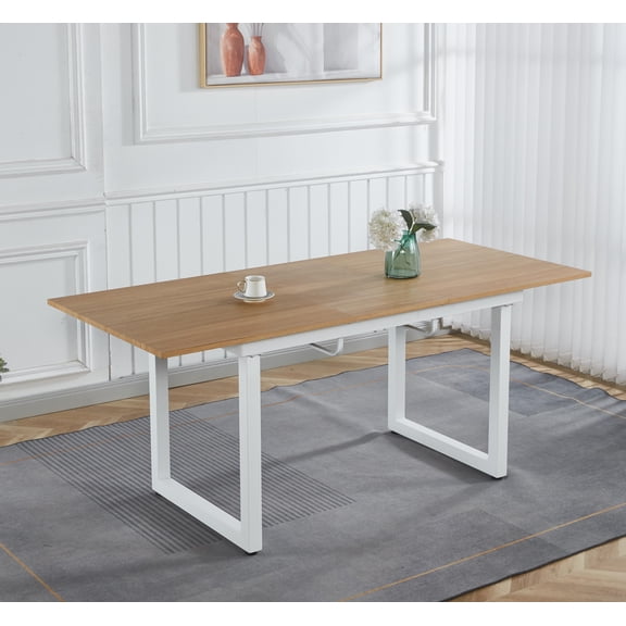 LifeSky Square Extendable Dining Table for Small Apartment 4-6 People: 40-Second Switch to 70.86" 6-Seat Table - Space Saving for Weekend Dinners - 31.5" Wide Stable Metal Legs
