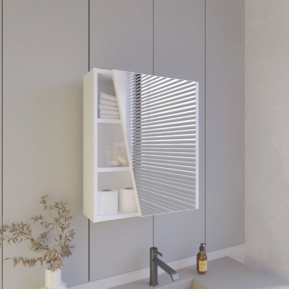 LifeSky Wall-Mounted Mirror Cabinet for Small Bathroom: Zero-Floor-Space Design Saves 4 Sq Ft - 11lb/Shelf Storage & Full-Length Mirror for Apartment & Vanity Organization