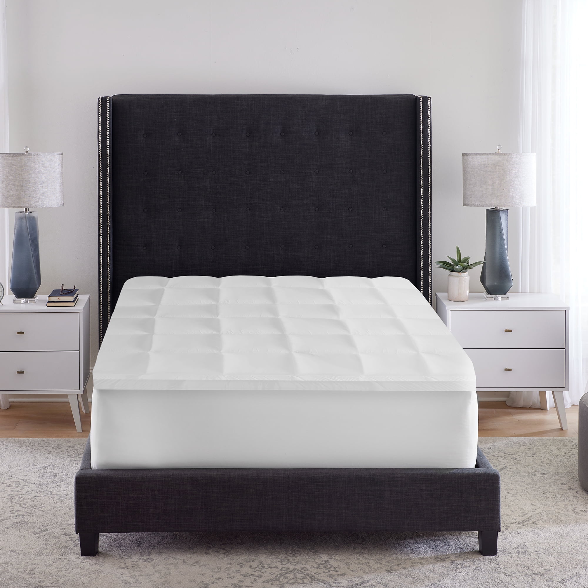 Full Size White Hybrid Memory Foam and Fiber Mattress Topper