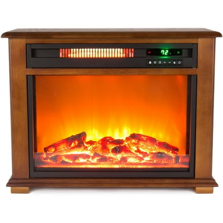Lifesmart - 3 Quartz Infrared Fireplace Heater with Remote - Black