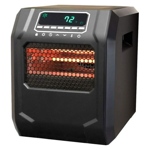 LifeSmart 1500 Watt 4 Portable Electric Infrared Quartz Bulb Room Heater for Indoor Use with 3 Heat Settings and Digital Panel, Black