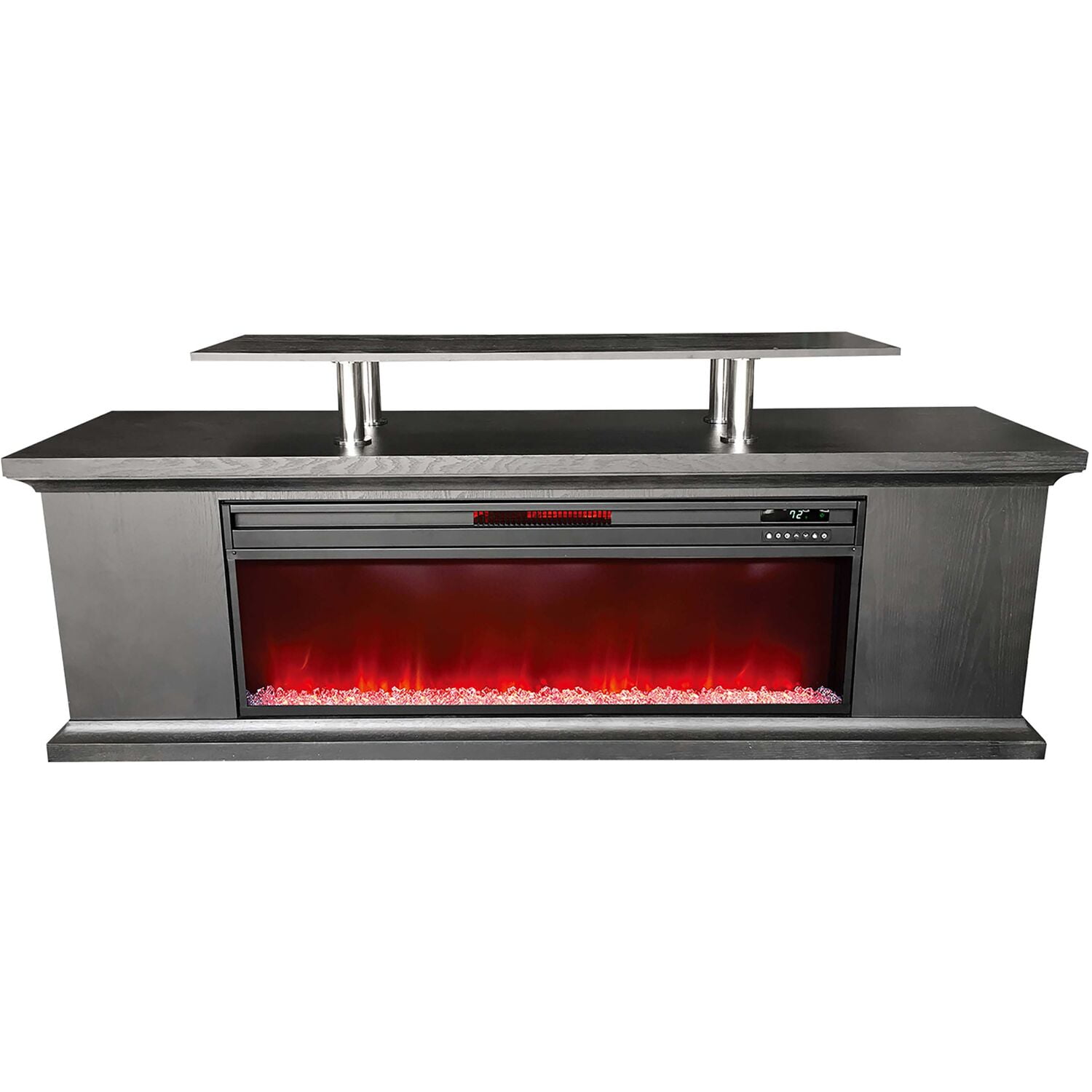 LifeSmart 72 inch Electric Media Fireplace with Faux Glass Beads in Black,  LDFP0009US-BLK - Walmart.com