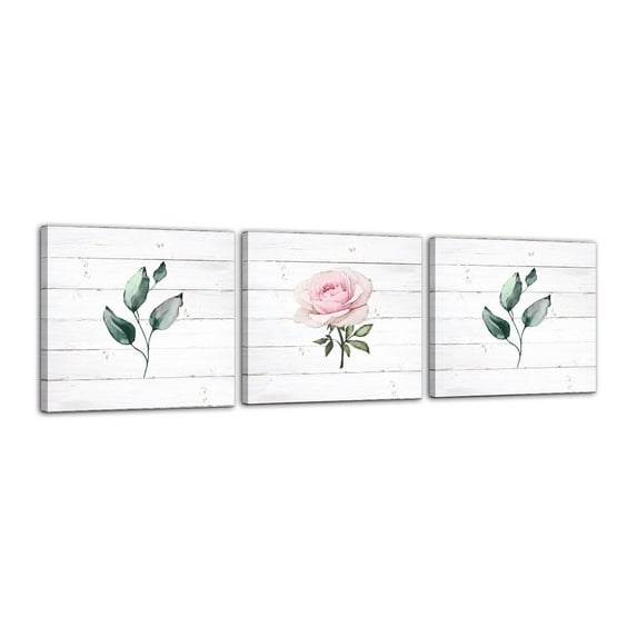 LifeSong Milestones 12x12 3pc Floral Canvas Set Canvas Wall Art (White)