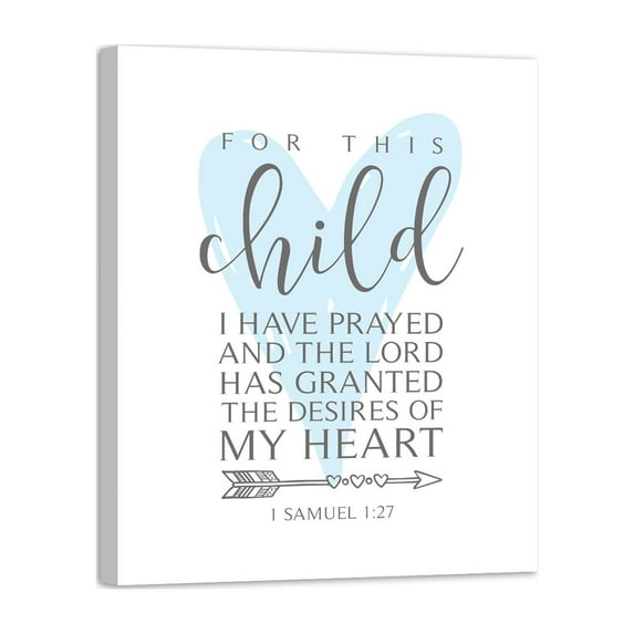 LifeSong Milestones 12x16 Now, For This Child Blue Canvas Wall Art (White)