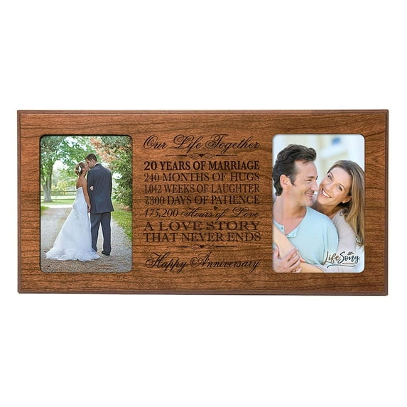 LifeSong Milestones 20th Wedding Anniversary Tabletop Picture Frame Holds 2 4x6 Photos