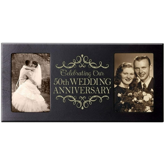 LifeSong Milestones 50th Wedding Anniversary Tabletop Picture Frame Gift Holds 2 4x6 Photos