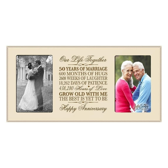 LifeSong Milestones 50th Wedding Anniversary Tabletop Picture Frame Gift Holds 2 4x6 Photos