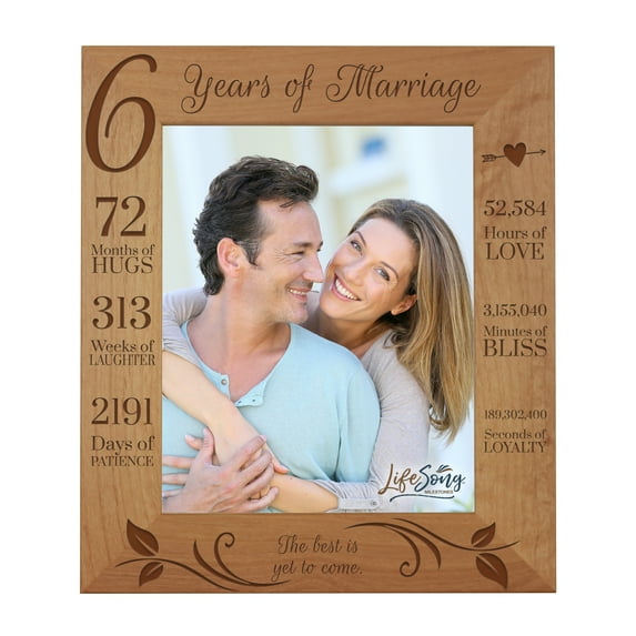 LifeSong Milestones 6th Anniversary Engraved Tabletop Picture Frame Holds 8x10 Photo - The Best Is Yet to Come