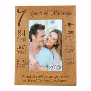 LifeSong Milestones 7th Anniversary Engraved Tabletop Picture Frame Holds 5x7 Photo - I Wish I Could've Met You Sooner