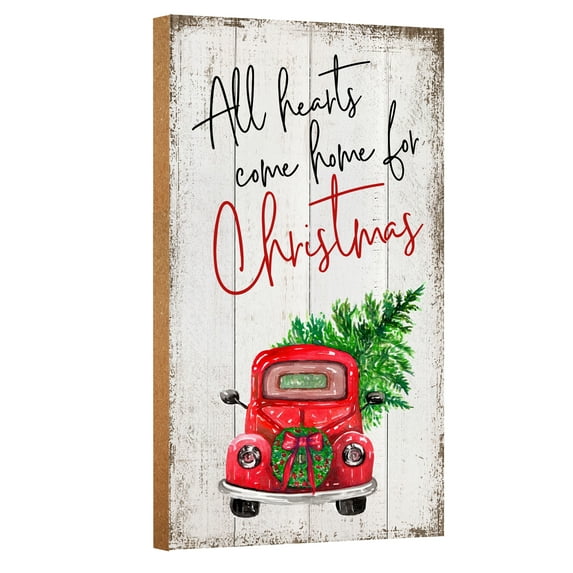 LifeSong Milestones All Hearts Come Wood Farmhouse Christmas Decorations Wall Decor
