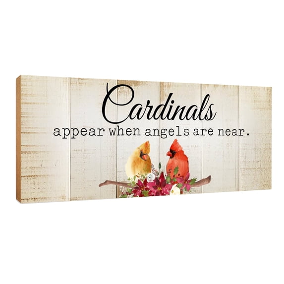 LifeSong Milestones "Cardinals Appear" Sign with Poinsettia Flowers Tabletop Sign for Xmas Decor