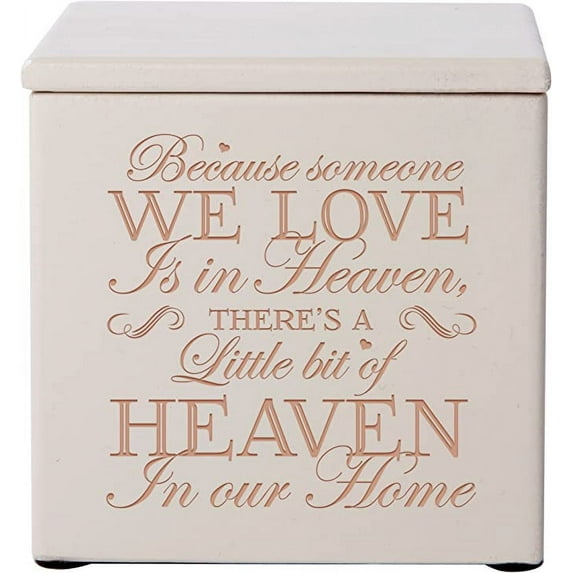 LifeSong Milestones Cremation Urns for Human Ashes - Small Funeral Keepsake Box - Memorial Gift for Home or Columbarium Because Someone we Love - Holds Small Portion of Ashes 4.5" (Ivory 4.5")