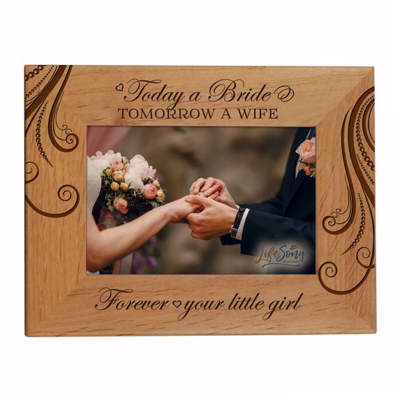 LifeSong Milestones Customized Engraved Horizontal Wedding Picture Frame - Today a bride…