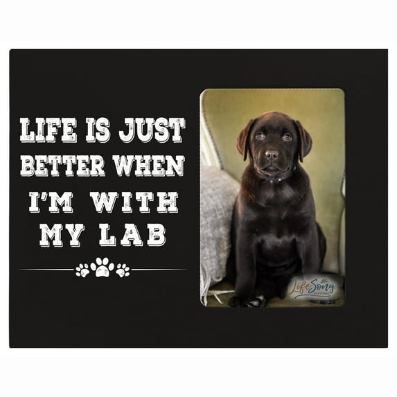LifeSong Milestones Dog Tabletop Picture Frame 4x6 Photo for Home Decor - Life Is Better (Black)