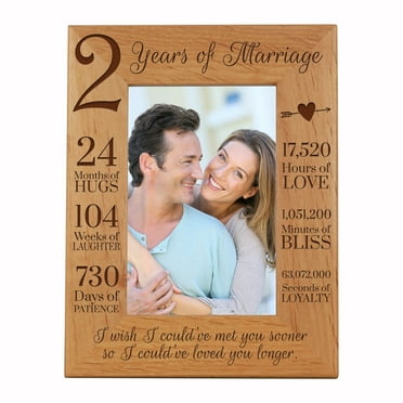 LifeSong Milestones Engraved 2nd Anniversary Tabletop Picture Frame Holds 4x6 Photo for Bedroom Decor
