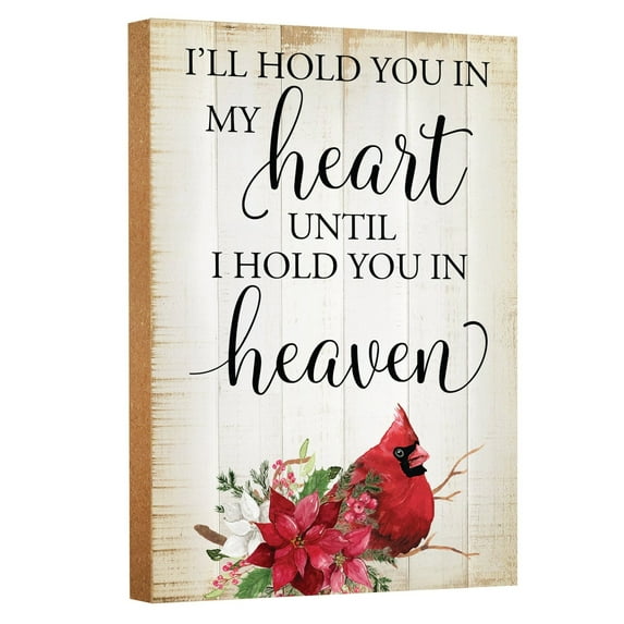 LifeSong Milestones "I'll Hold You" Cardinal with Poinsettia Tabletop Sign Christmas Holiday Decor