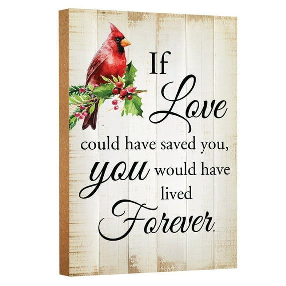 LifeSong Milestones "If Love Could Have" Cardinal with Poinsettia Tabletop Sign Christmas Holiday Decor