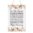 thumbnail image 1 of LifeSong Milestones Inspirational Blush Floral Border Wall Hanging Anniversary Rope Sign 8x12 - 10 Years of Marriage, 1 of 3