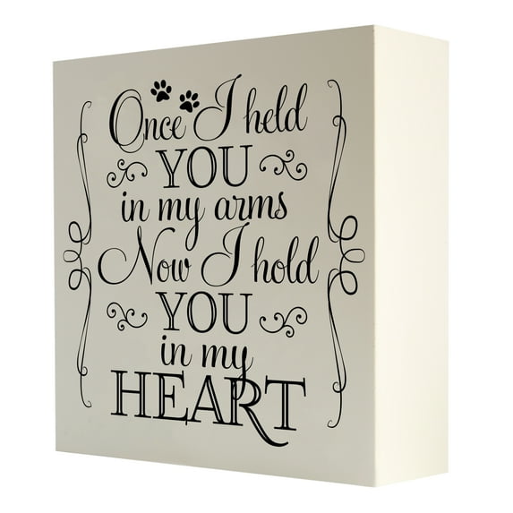 LifeSong Milestones Inspirational Memorial Shadow Box Cremation Urn for Pet 10x10 - Once I Held You (Ivory)
