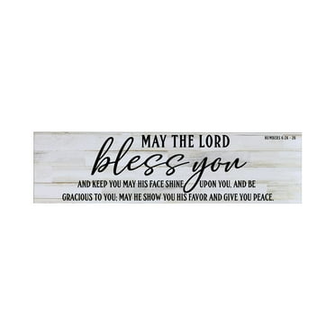 LifeSong Milestones Inspirational Modern Wooden Wall Hanging Plaque 10x40 - May The Lord Bless You