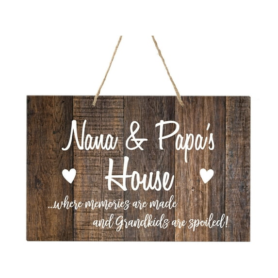 LifeSong Milestones Inspirational Wooden Wall Hanging Rope Sign 8x12 - Nana House (Lightwood)