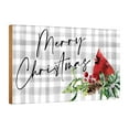 thumbnail image 1 of LifeSong Milestones Merry Christmas Cardinal Sign Checkered Wood Farmhouse Wall Decor, 1 of 6