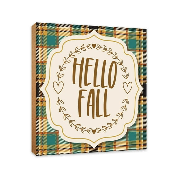 LifeSong Milestones Rustic Fall Decor, Farmhouse Tabletop Fall Decorations - Hello Fall