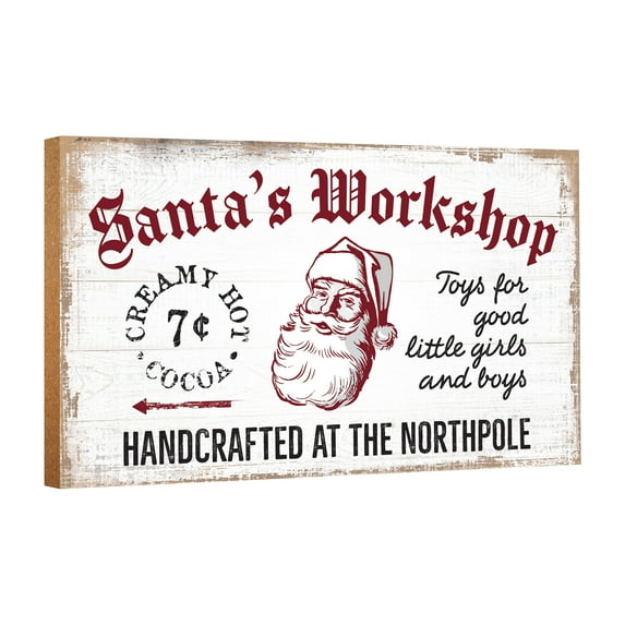 LifeSong Milestones "Santas Workshop" Wood Christmas Wall Art Decor for Home