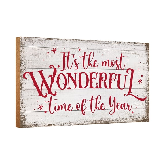 LifeSong Milestones "Wonderful Time" Inspirational Wood Christmas Wall Art Decor for Home
