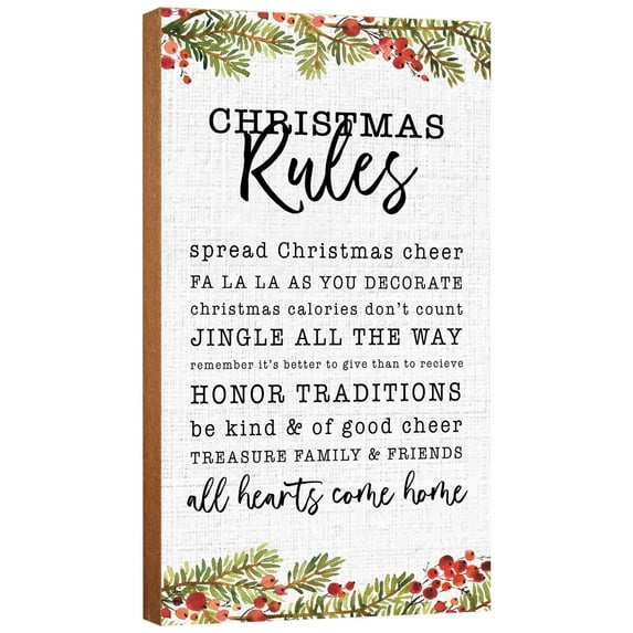LifeSong Milestones Wood Farmhouse Cherry Christmas Rules Decorations Wall Decor