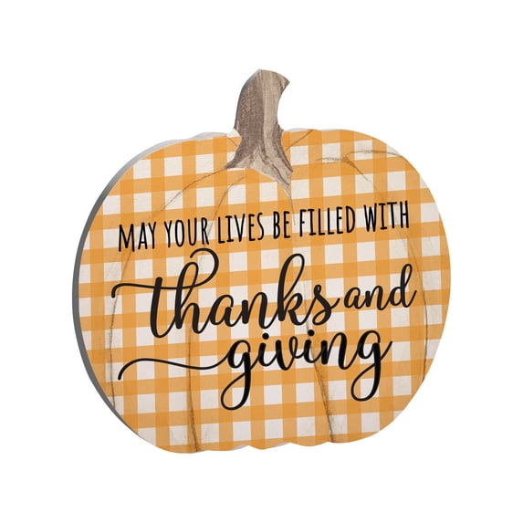 LifeSong Milestones Wooden Tabletop Pumpkin Decor - Your Lives be Filled