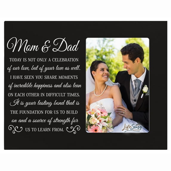 LifeSong Milestones Woooden Wedding Keepsake Tabletop Picture Frame Holds 4x6 Photo - Mom and Dad