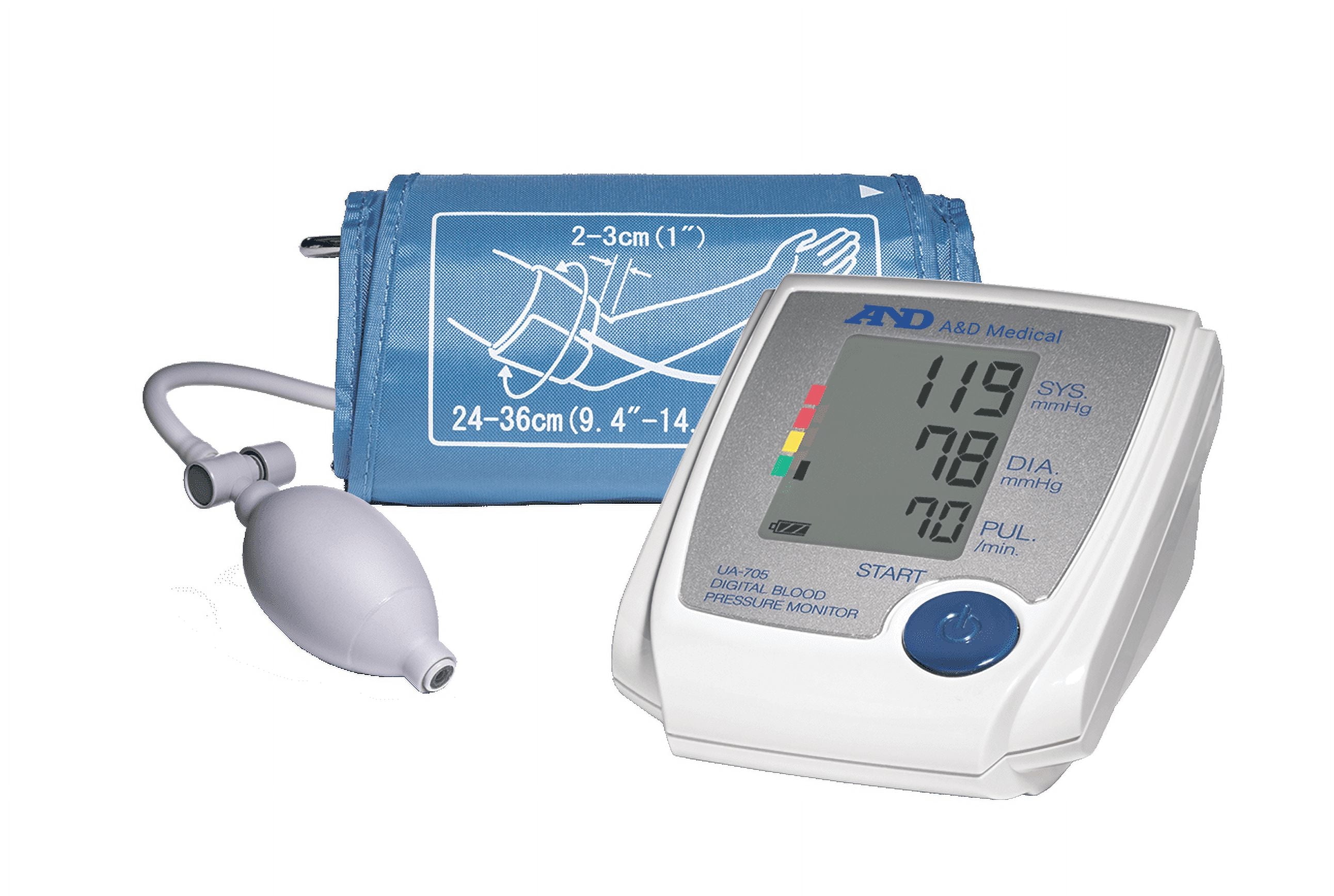 A&D Medical LifeSource Blood Pressure Monitor, Upper Arm, Large Cuff, Manual Inflation (UA-705VL)