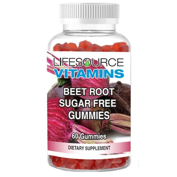 LifeSource Vitamins Beet Root Gummies Antioxidant, Potassium, Magnesium, Sugar-Free 60 Gummies