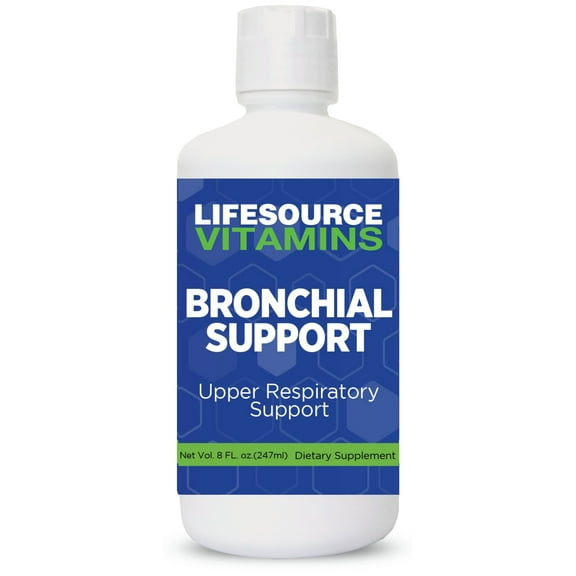 LifeSource Vitamins Bronchial Support Liquid  Bronchial Wellness, Throat & Lung  8 oz, 48 Servings