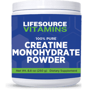 LifeSource Vitamins Creatine Monohydrate Powder - 100% Pure, Muscle & Performance Support, 250g, 50 Servings, Recovery Aid