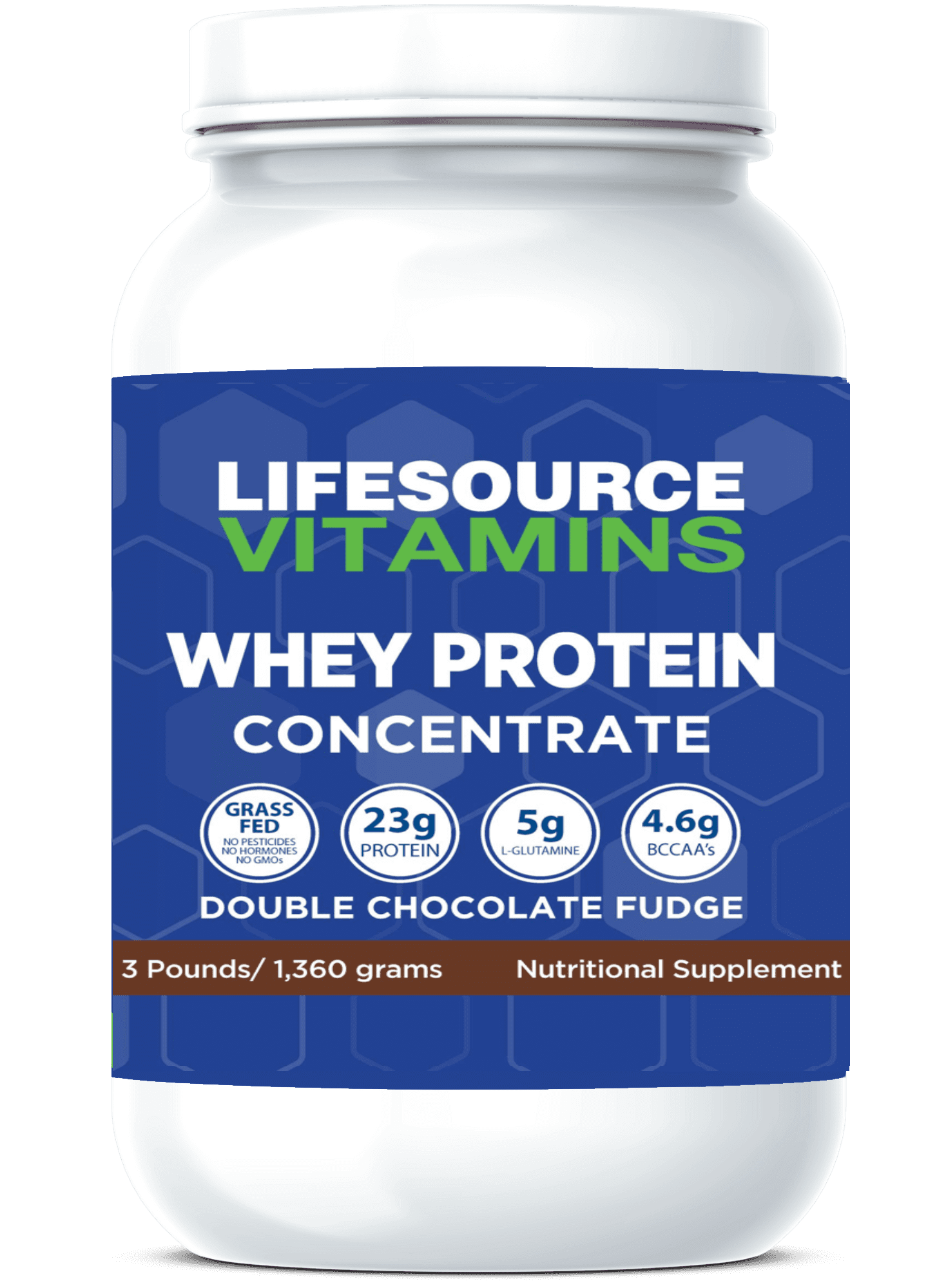 LifeSource Vitamins Grass Fed Whey Protein Powder, 3lb - Chocolate with Stevia