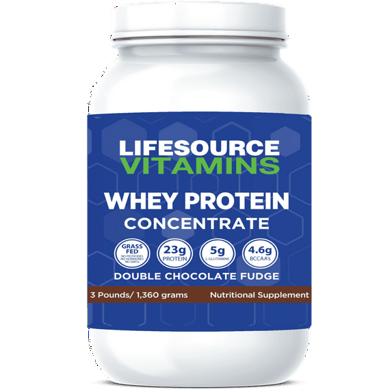 LifeSource Vitamins Grass Fed Whey Protein Powder, 3lb - Chocolate with Stevia