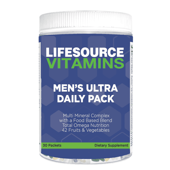 LifeSource Vitamins Men's Ultra Daily Pack - Multivitamin & Mineral Complex with Omega-3s, 30 Count