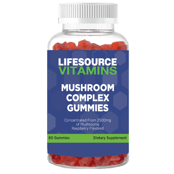 LifeSource Vitamins Mushroom Complex Gummies - Ten Mushrooms - Immune Support - 2,500mg - 60 Gummies