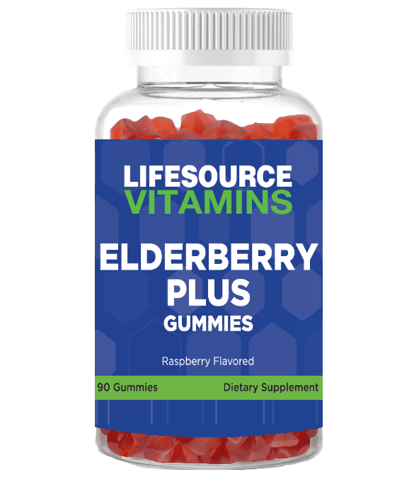 LifeSource Vitamins Elderberry Plus Gummies for Immune Support with Vitamin C and Zinc, 90 Count