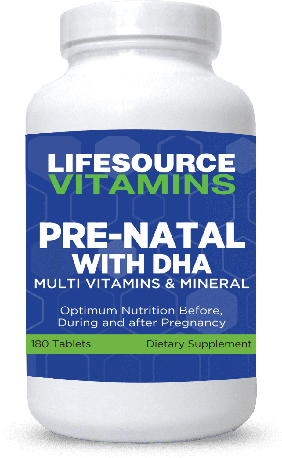 LifeSource Vitamins Pre-Natal Multivitamins with DHA - 180 Tablets for Moms and Babies