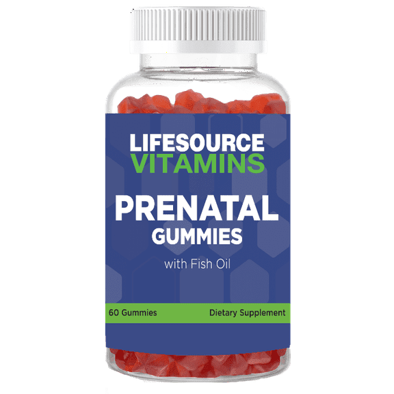 LifeSource Vitamins Prenatal Gummies w/ DHA-Omega 3 Complete Multi Vitamins for Women 60 Gummies